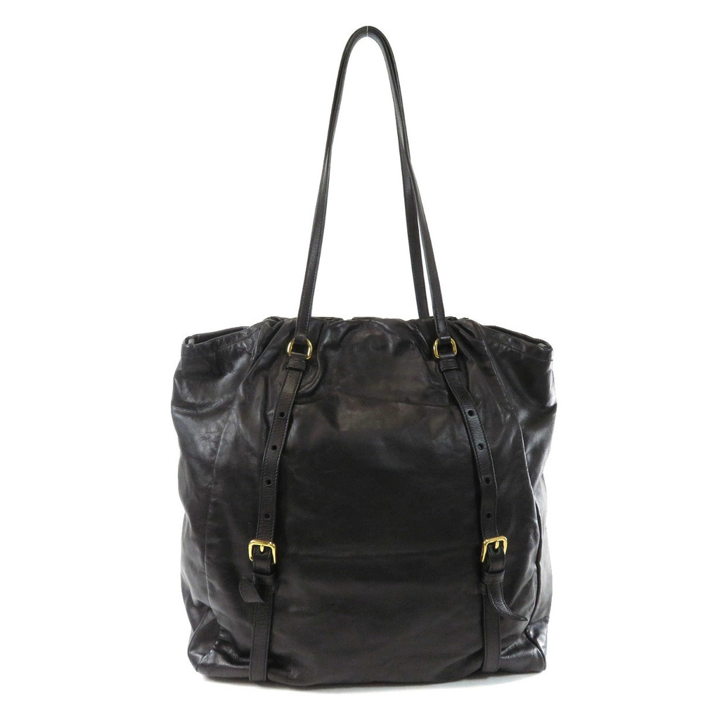Prada Look Dressy tote black soft leather bag Black